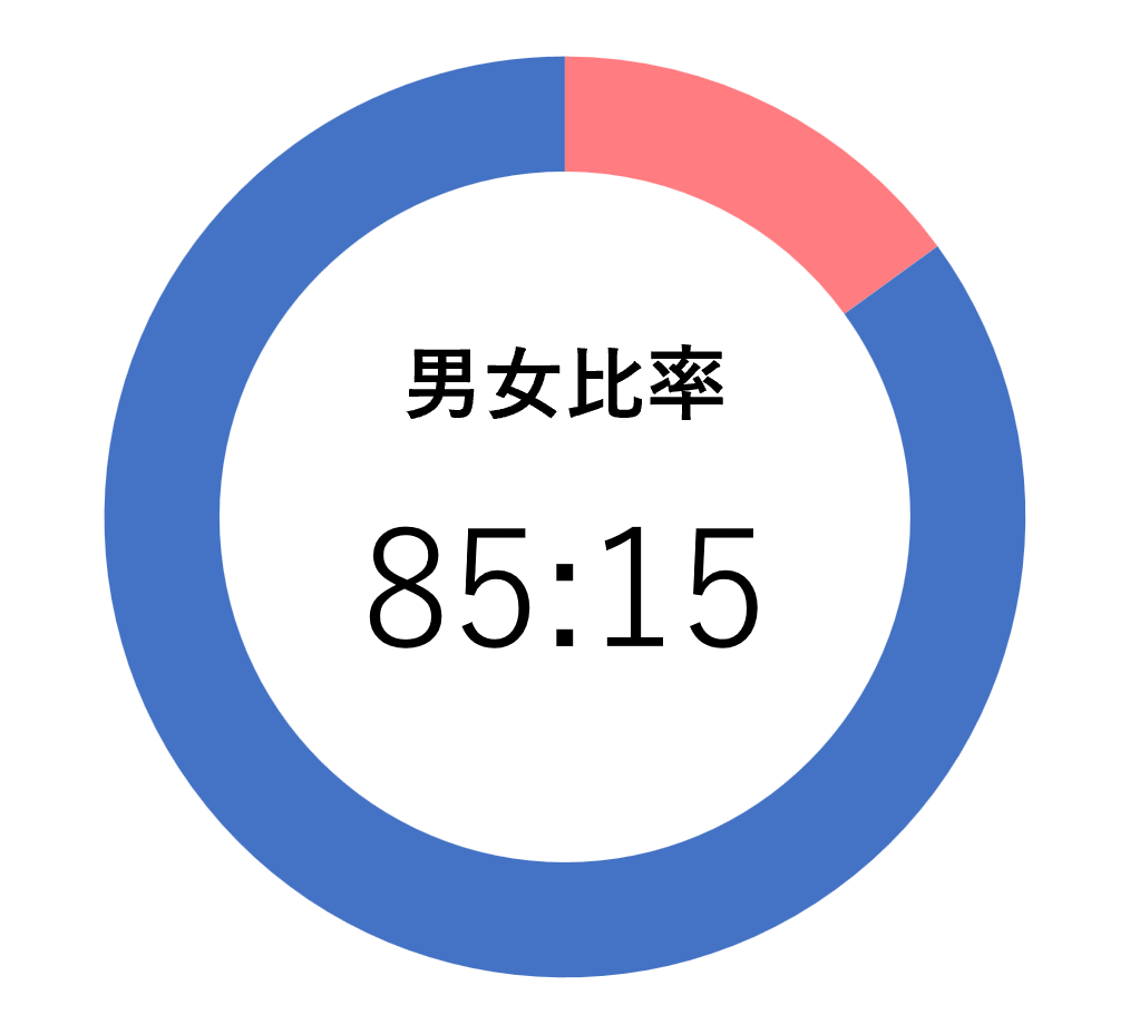 男女比率 85:15